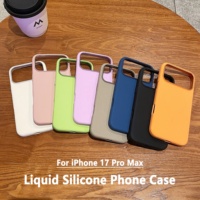 Coque de téléphone intégrale en silicone liquide avec cadre métallique, style INS, 8 couleurs, protection 360°, haute qualité, pour 17 Pro Max Big Hole