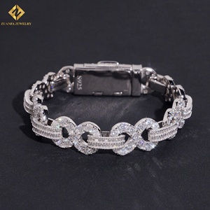 Bracelet de luxe en argent sterling S925 avec moissanite, chaîne cubaine, pour soirée, style vintage hip-hop, unisexe, bijoux taille baguette - Product Image 2