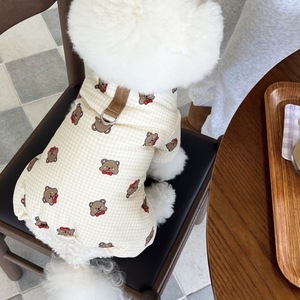 <span class=keywords><strong>Manteau</strong></span> d'hiver chaud en coton rembourré à quatre pattes pour petits chiens, avec imprimé ours mignon et carreaux vichy, pour Bichon Frisé, Caniche, Pomeranian - Product Image 3