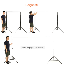 Sunterre Barre transversale télescopique en acier inoxydable de 3 m pour cadre de fond photographique, support de lampe suspendue réglable pour studio <span class=keywords><strong>photo</strong></span> - Product Image 3