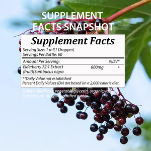 Gouttes liquides de sureau à haute puissance avec extrait de sureau, complément alimentaire à base de plantes pour stimuler le système immunitaire et favoriser le bien-être général - Product Image 2