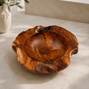 Tazón de Madera Maciza de Raíz de Teca Blora, Hecho a Mano, Ecológico, Duradero, Ligero, Diseño Wabi-Sabi, para Servir Alimentos, Decoración del Hogar, Vajilla - Product Image 5