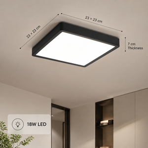 Lámpara de techo LED cuadrada moderna de 18W, tricolor, acrílica, de montaje en superficie para dormitorio, sala de estar, pasillo, corredor - Product Image 4