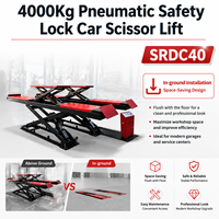 Cric hydraulique robuste à double plateforme encastré, capacité 4000 kg, avec verrou pneumatique de sécurité, pour alignement de roues et atelier de réparation automobile