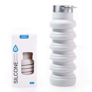 Silicone Collapsible Water Bottle 500ml <b>Reusable</b> With Lid For Outdoor Hiking Camping Travel - Product Image 1