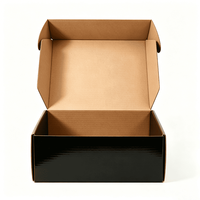 Boîte d'expédition en carton ondulé kraft noir brillant personnalisée pour l'expédition de vêtements, de cosmétiques et de produits e-commerce
