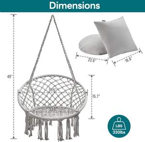 Sillón Colgante Tipo Cesta con Borlas, de Cuerda de Algodón, <span class=keywords><strong>para</strong></span> Balcón y Ocio, Silla Columpio Doméstica Suspendida - Product Image 2