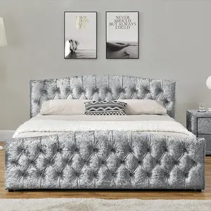 Современная двухместная льняная тканевая кровать Willsoon с мягкой оттоманкой и мягкой панелью