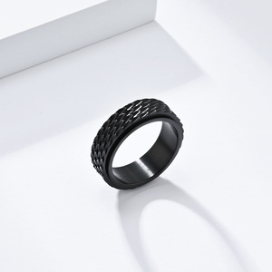 Bague rotative en acier inoxydable effet écaille de dragon, or, noir, argent, bijou unisexe tendance, cadeau, bague pour l'index K R810 - Product Image 4