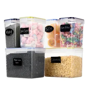 6pcs Plastic Air tight Bulk Dry Food Cereal Storage Container Set For Kitchen Organization