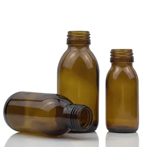 30ML 60ML 100ML 150ML 200ML 250ML Botol Sirup Batuk Kaca Farmasi Bulat Amber dengan Tutup Plastik