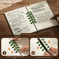 Carnet à spirales A7 à feuilles mobiles avec poche, couverture transparente, format mini, design portable pour les devoirs et l'enregistrement de mémos