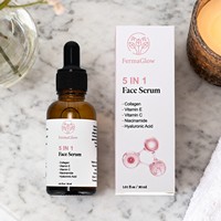 Sérum Visage Hydratant, Éclaircissant, Raffermissant et Anti-Âge 5 en 1 au Collagène Fermenté, Vitamine C, Vitamine E, Niacinamide et Acide Hyaluronique