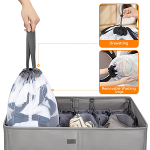 Cesta de almacenamiento plegable grande de 3 secciones para uso doméstico, cesta de lavandería plegable para organizar la ropa sucia - Product Image 5