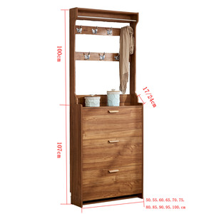 <span class=keywords><strong>Meuble</strong></span> <span class=keywords><strong>à</strong></span> <span class=keywords><strong>chaussures</strong></span> ultra-fin avec porte-vêtements, design en bois simple et moderne, un rangement pour l'entrée - Product Image 5
