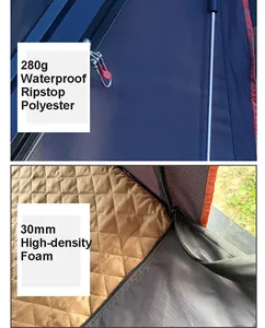 Tente de toit de camping en plein air, étanche à la pluie et à la crème solaire-Grand espace, installation facile, convient pour 2 à 3 personnes