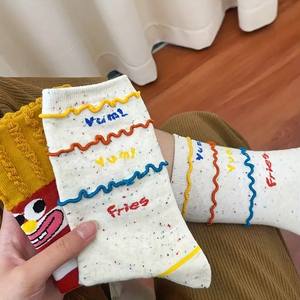 <span class=keywords><strong>Chaussettes</strong></span> à frites amusantes à texture 3D Conception personnalisée Tricot décontracté Mignonnes filles Coton Confortable Respirant Mid Tube <span class=keywords><strong>Chaussettes</strong></span> - Product Image 6