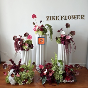 Suprimentos para Festas Flores de Seda Vermelhas Personalizadas para Casamento Arranjo Floral de Rosa Branca Centro de Mesa Decorações - Product Image 6