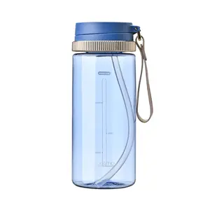 Amazons botol air plastik logo kustom 600ml, botol air plastik mode Promosi bebas BPA ramah lingkungan dengan penutup pp