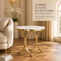 Table d'appoint en pierre frittée de luxe léger, table de chevet/table basse moderne et durable avec coins métalliques, meuble de maison pour salon