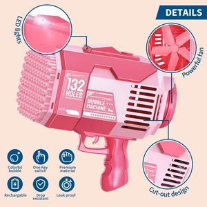 Nuevo Lanzamiento: Pistola Gatling de Juguete de Plástico para Exteriores con 132 Orificios, Luces y Burbujas de Colores para Niños - Product Image 4