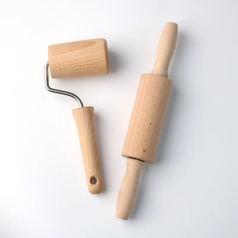 New Customizable Pattern Dough Roller,wooden Mini 8inch Small Kids Rolling Pins, For Dough Cake Clay Playdough Pizza