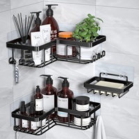 Étagère de salle de bain triangulaire en métal sans perçage, à un seul niveau, pliable, murale, pour salles de bain, toilettes et zones de douche