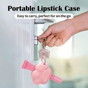 Custom Logo 2.79In Silicone Portable Clip on Cat Paw Style <b>Lip</b> <b>Gloss</b> Bracket Keychain Pendant for Lipstick Perfume - Product Image 4