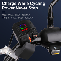 Cargador USB para Motocicleta de 18-30W 4A con Cable Retráctil Tipo-C para Bicicleta Eléctrica, Cargador USB para Teléfono Móvil con Pantalla de Voltaje SAE