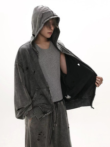 Sudadera con Capucha Desgastada para Hombre, Otoño-Invierno 2026, Estilo Retro, Holgada, Versátil, para Parejas, Estilo Americano - Product Image 3