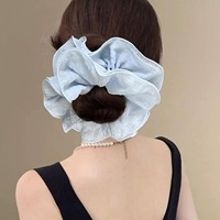 Aksesori rambut malas Prancis, hiasan rambut bunga kain jala warna permen, aksesori rambut kelas atas Multi lapisan ekstra besar
