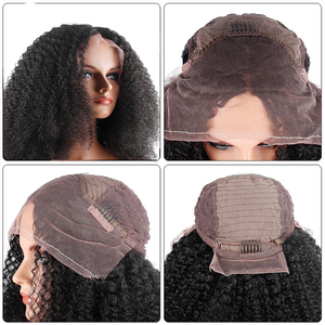Parrucca Glueless con bordi Afro crespi da 14 pollici 200% densità, parrucche di capelli umani vergini brasiliani per donne nere, parrucche anteriori in pizzo 13 x4 ricci Bob - Product Image 2