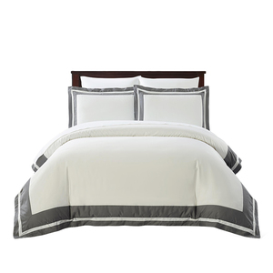 Alenhome Okara Duvet Cover <strong>Set</strong> 100% Cotton Sateen Contrasted Panel Border Soft Luxury Breathable Duvet Cover <strong>Set</strong> - Product Image 2