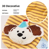 Débardeur pour chien style coréen rayé avec applique ours 3D et grand col
