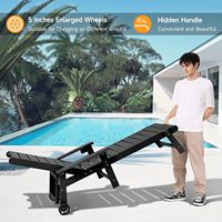 Chaise longue noire avec dossier réglable, porte-gobelet, capacité de 350 lb, en plastique HIPS, surdimensionnée, 81 pouces, pour le bord de la piscine