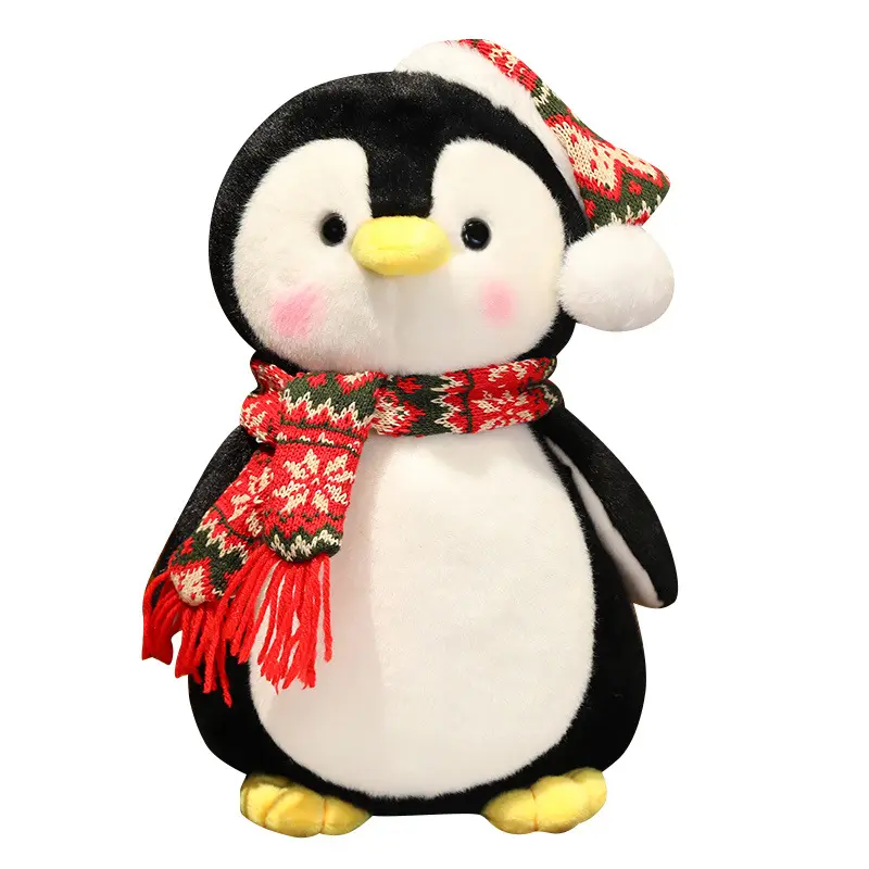 Natal sekarang kustom lucu syal Penguin lembut boneka boneka hewan lembut bantal mewah mainan anak nyaman hadiah promosi