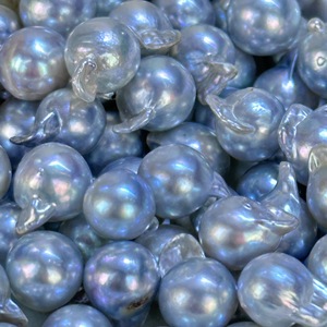 Perlas Sueltas Akoya de Agua Salada de 8-9 mm, Venta al por Mayor, Color Gris Plateado Barroco, Ligeramente Imperfectas - Product Image 1
