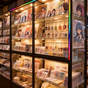 Vitrina de exhibición de <span class=keywords><strong>anime</strong></span> con cristal templado personalizado e iluminación LED de color para exhibición de productos de Smoke Shop - Product Image 1