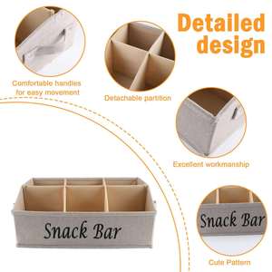 Lightweight <b>Snack</b> <b>Bar</b> Station Organizer Trapezoid Fabric <b>Snack</b> Bin with Side Handles - Product Image 3