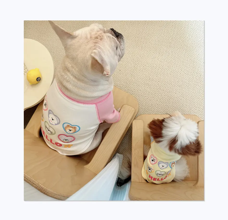 Lindo diseño Pet Print Hello Small Dog manga corta buena calidad Pet camiseta al por mayor
