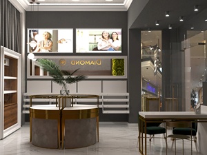 เฟอร์นิเจอร์โชว์รูมร้านเครื่องประดับสั่งทำ ตู้โชว์หินอ่อน เคาน์เตอร์ทอง ตู้โชว์สินค้าบูติก ร้านค้าปลีกพร้อมติดตั้ง - Product Image 5