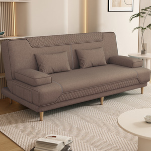 Simple and Modern Small Family Living Room Apartment Dual Purpose Cat Scratch Leather <b>Folding</b> <b>Sofa</b> <b>Bed</b> - Product Image 2