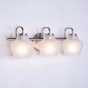 Modern Aluminum Glass Shade E26 LED Three Light Wall Lamp with Metal Finish for Indoor Bathroom <b>Vanity</b> <b>Lighting</b> - Product Image 1