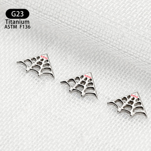 Piercing d'oreille en titane G23 ASTM F136 en forme de toile d'araignée, bijou de piercing géométrique - Product Image 1