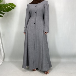 Nouvelle Robe Musulmane Printemps-Été 2026 pour Femme - Ceinture Intégrée, Jupe Longue Fluide, Robe Abaya Boutonnée sur le Devant (6910) - Product Image 6