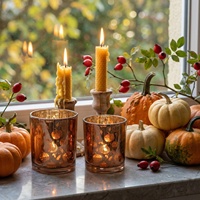 Support de bougie en verre style Ins, simple et élégant, thème citrouille pour Thanksgiving et Halloween, décoration de fête.