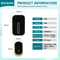 Sonnette de porte sans fil à très longue portée, modèle un-vers-un, télécommandée, intelligente, vente en gros, offre spéciale