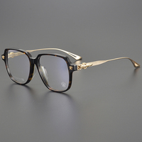 Monturas Ópticas Cuadradas de Acetato Sólido Premium, Montura Completa, Lentes Graduadas, Patillas Decorativas de Titanio, Unisex