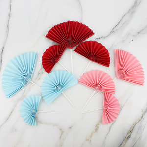 Semi Circular Folding Fan Cake Toppers Paper Handmade Birthday Party Decor Elegant Chinese Style Dessert Arrangement - Product Image 1