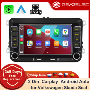 วิทยุติดรถยนต์ GEARELEC 2 Din ระบบ Android Auto Carplay สำหรับรถยนต์ Volkswagen Skoda Seat พร้อมบลูทูธ GPS USB เครื่องเล่น MP5 - Product Image 1